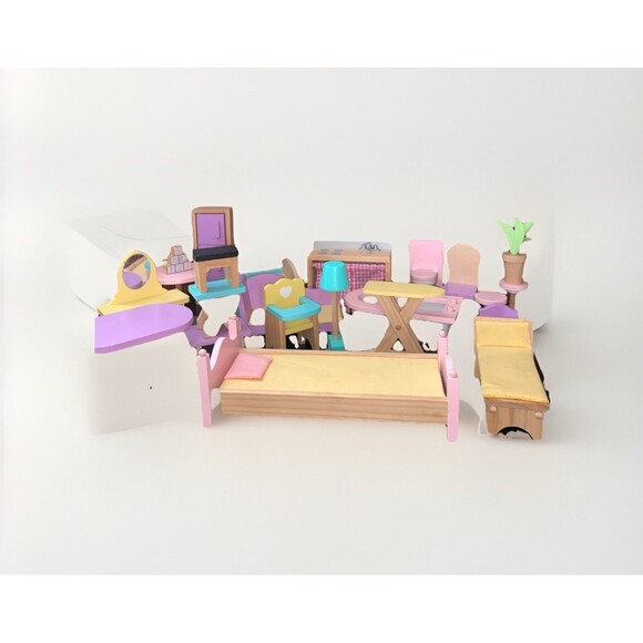 Other - KidKraft lot Wood Dollhouse Furniture  beds, , couch, table, chairs high